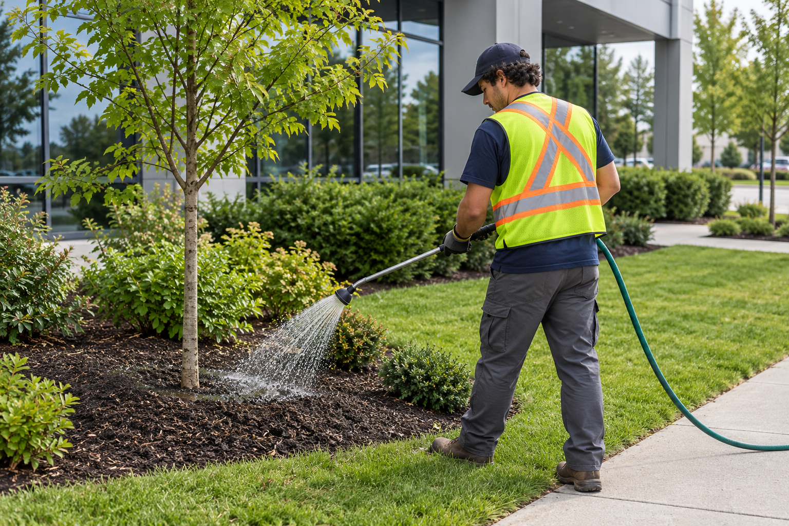 Healthy watered landscape beds