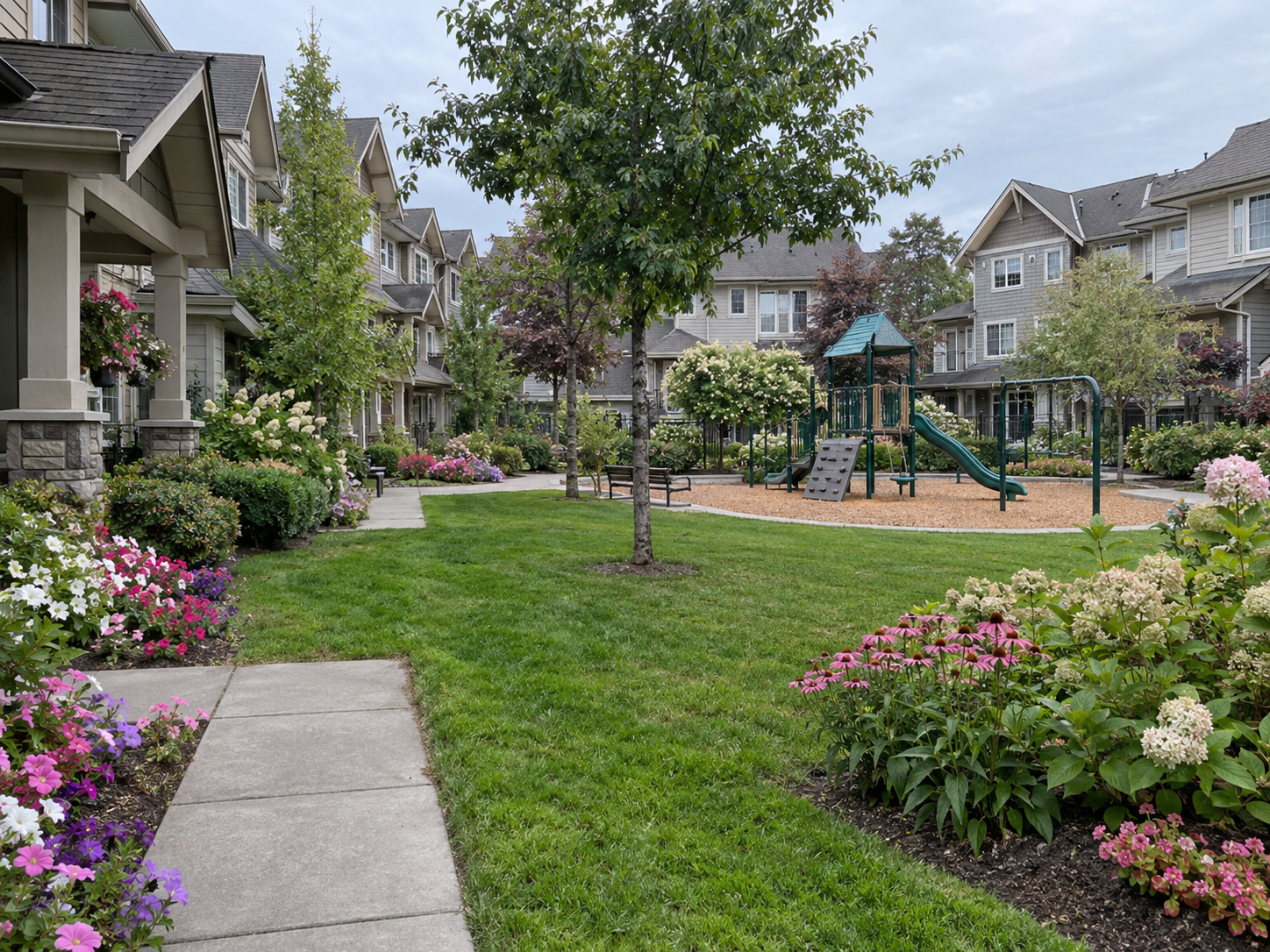Planted grounds at a maintained strata property
